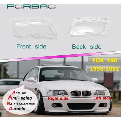 For 2Doors E46 Headlight transparent Glass lens cover 318i Headlight Headlamp Clear Shell 98-02 Headlight Cover Replacement DIY