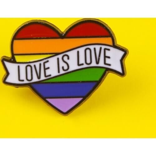 Rainbow Heart Brooches Metal Badges On Clothes Jeans Jacket Enamel Pins For Backpack Lapel Pin Bag Badge Stripes For Clothes Set