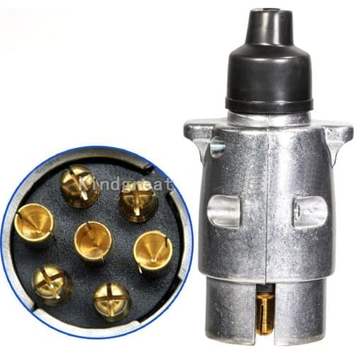 Trailer Socket 7pin 12volt Aluminum Plug Truck Cable Connector European Car Trailer Signal Light Display Car Accessories