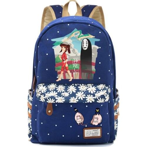 Backpack Anime Spirited Away Canvas Casual High Quality Packsack Schoolbag Teenger Mochila Unisex Student Travel Laptop Bag