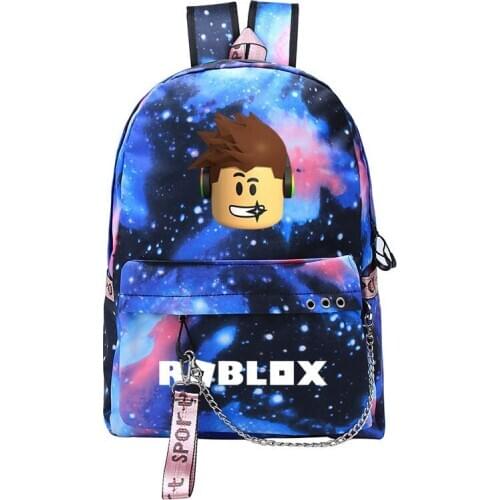 Robloxs Starry Sky Ribbon Korean Backpack USB Charge Anti-theft Men/Women Canvas Bagpack Student for Boy Girl Children Schoolbag