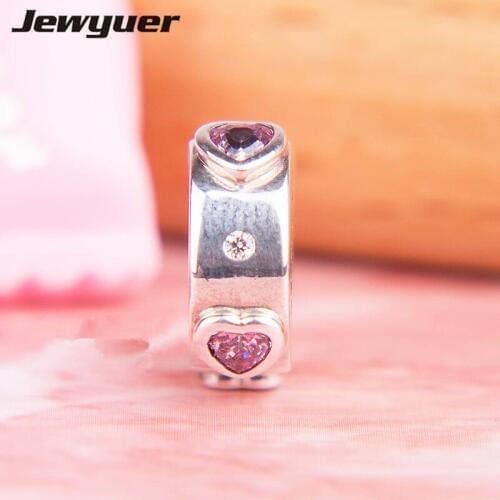 Valentines Day silver 925 Explosion of Love heart clips charms fit 925 sterling silver bracelets DIY fine jewyuer jewelry KT089