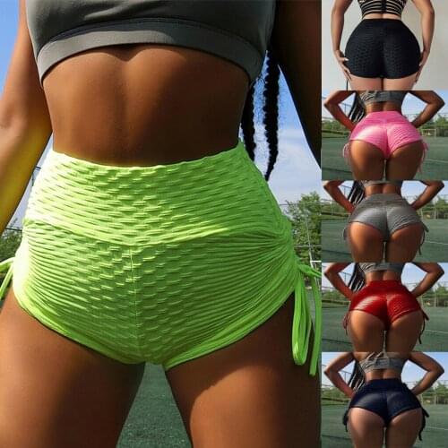 Elastic Waist Binding Side Casual Shorts White Short Feminino Women Casual Solid Bandage Pleated Hip Fitness Shorts