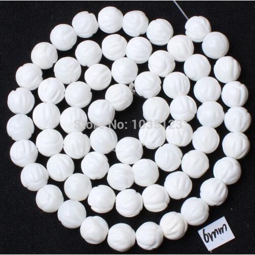 High Quality 6mm Natural White Shell MOP Lotus Round Shape Loose Beads Strand 15" Jewellery Making w1396