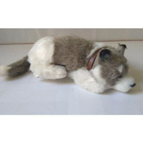 Simulation husky dog sounds bark 30x20cm model sleeping dog handicraft,home decoration toy d2838