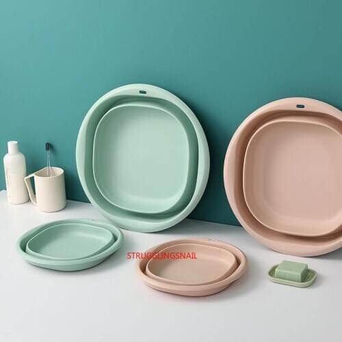 Folding Silicone Washbasin Food Container Wash Fruits Basin Space Saving Durable Bucket Travel Washing Water Holder Basin