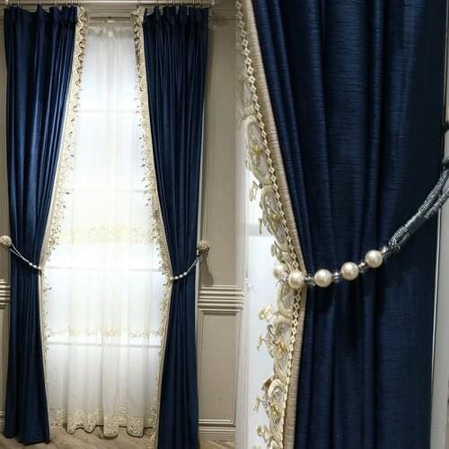 Modern Light Luxury Simple European Velvet Cloth Embossed Elegant Living Room Bedroom Blackout Curtain Inished Customization