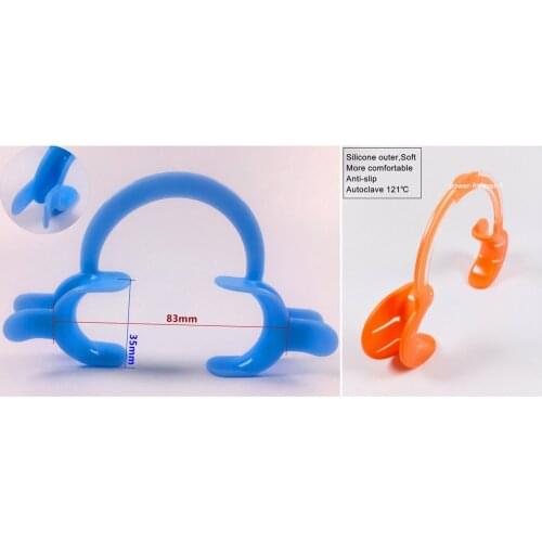 Dental Lip Cheek Retractor C Type Silicone Mouth Props Opener ​Autoclave 121℃ Orange Soft Autoclavable SuperGood Small 7cm