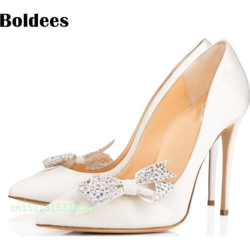 Women Pumps Sexy Rivet Shoes Rome Butterfly knot High Heels Fashion Party Pointed Toe Thin Heels Stiletto Pumps