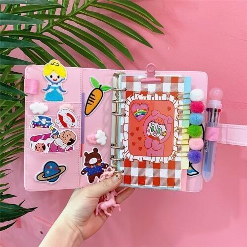Korean Kawaii A6 PU Leather Loose Leaf Spiral Notebook Journals Diary Weekly Planner To Do It Hand Book Girls Birthday Gift