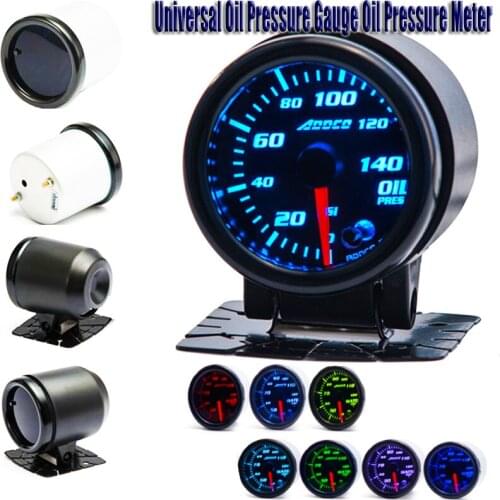 Universal Car Oil Press Gauge Auto DC 12V 52mm/2" 7 LED Colors Display Oil Pressure Sensor Meter LED With Sensor Holder