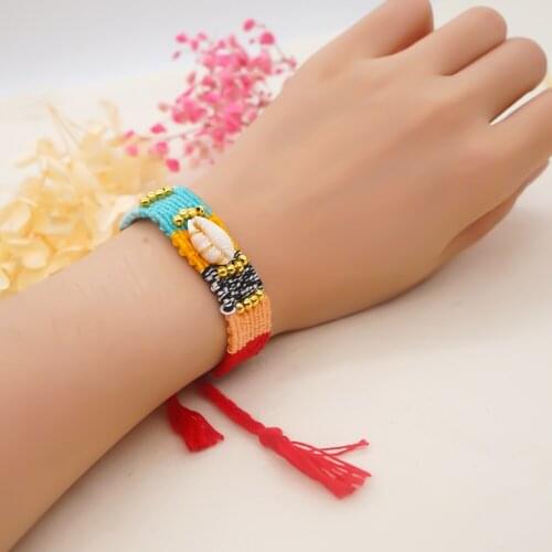 Go2Boho Native Style Braided Bracelet & Bangle Fabric Cloth Bracelets For Women Gift Jewelry Summer Beach Shell Tassel Pulseras