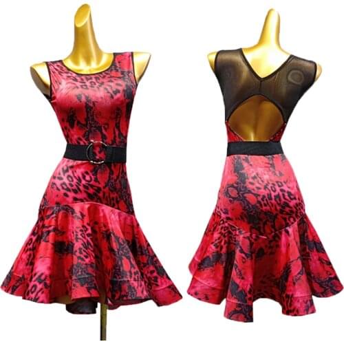 Women Latin dance dress dance clothes women jazz dance costumes pole dance dress dance wear salsa dress red leopard