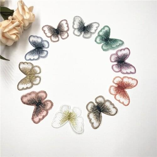 100pcs/lot Embroidery Patches Lace Butterfly Net Yarn Dress Shirt Clothing Decoration Sewing Accessories Diy Applique