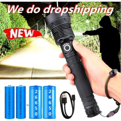2021NEW 90000LM Most Powerful XHP70 LED Flashlight Brightest Zoom Torch XHP90.2 USB Rechargeable Lamp By 18650 26650 for Camping