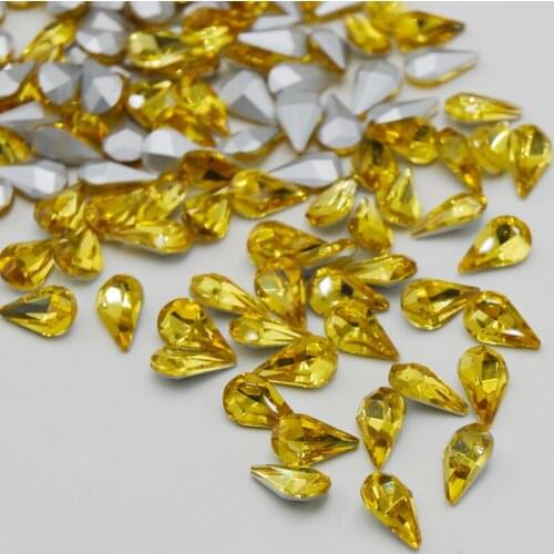 5x8mm 6x10nn 7x10mm 8x13mm 100pcs Teardrop Pear Shape Glass Crystal Topaz Color Pointed Back Fancy Stones Free shipping