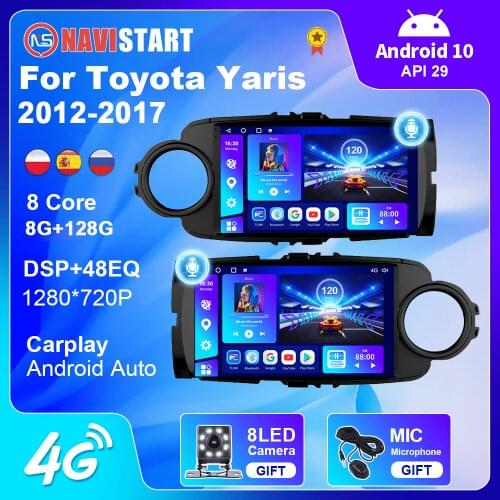 6+128G Android 10 Car For Toyota Yaris 2012-2017GPS Navigation DSP BT USB Carplay 4G WIFI 2 Din Rear Camera Radio No DVD Playe