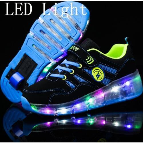 Blue Pink Orange Fashion Girls Boys LED Light Roller Skate Shoes For Children Kids Sneakers With Wheels One wheels