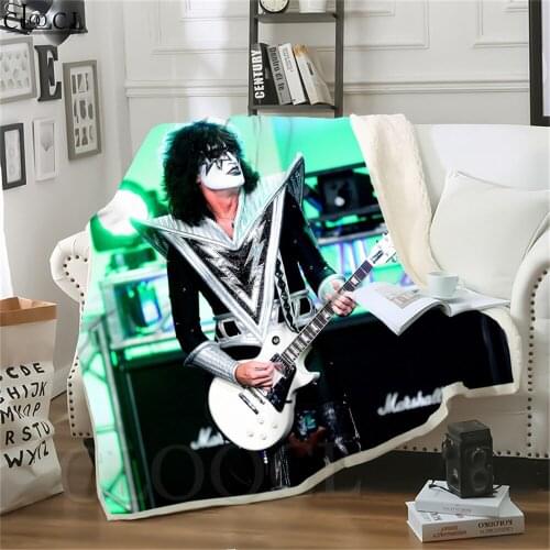 Double Layer Blankets KISS Rock Band 3D Throw Blankets for Beds Outdoor Travel Airplane Car Nap Adult Thicken Quilt Dropshipping