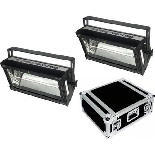 Flightcase packing 2pcs/lot Atomic 3000 Strobe Light dmx Super bright 3000W DMX Strobe Flash Light COB dj Strobe Lights