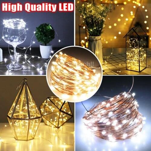 10M Fairy Lights Copper Wire LED String Lights Christmas Garland Indoor Bedroom Home Wedding New Year Decoration Battery Powered