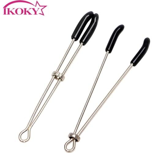 IKOKY Stainless Steel Erotic Toys Flirting Teasing Sex Toys for Couple Nipple Stimulator Breast Clips A Pair Nipple Clamps