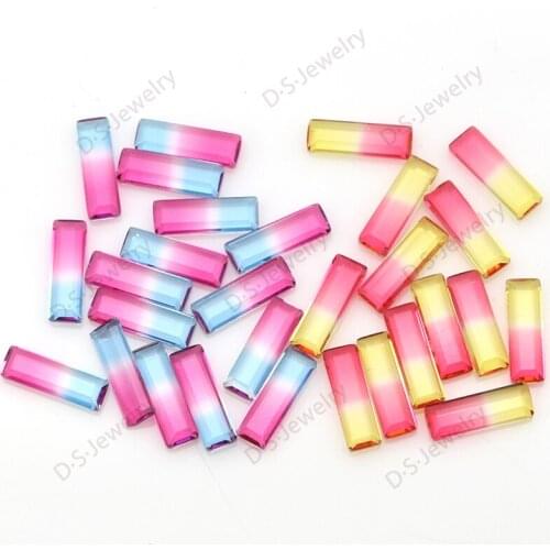Synthetic Tourmaline Gradient Color Gradient Gem Rectangle Jewelry DIY Craft Stuff Decor Accessories