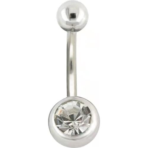 JHJT 1PC 14G Women Men Navel Belly Button Rings Piercing Helix Barbell Stainless Steel Double Ball Belly Piercing Body Jewely