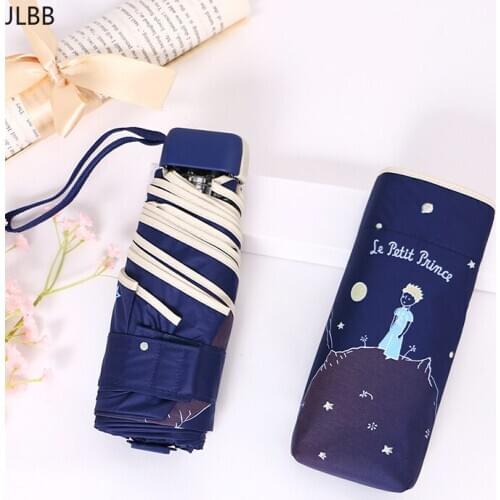Mini Pocket Umbrella Women UV Small Umbrellas 220g Rain Waterproof Men Sun Parasol Cartoon Prince Kids Girls Travel Umbrella