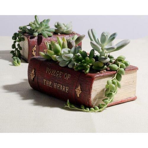 Creative Resin Flower Pots For Succulents Bonsai Planter Vintage Books Garden Pots Plant Pot Fleur Home Garden free shipping