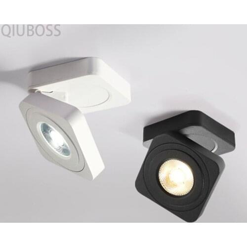 Square Folding LED Ceiling Type Light COB 7W/9W/12W Surface Mounted LED Downlights AC90~260V 355 Degree Rotation Spotlight Lamp
