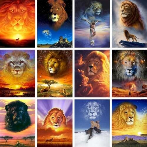 GATYZTORY 60x75cm Frameless Painting By Numbers Animals Lion On Canvas Pictures By Numbers Home Decoration DIY Minimalism Style