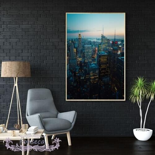 Nordic Abstract City Neon Night View Poster Wall Art Picture Modern Landscape Canvas Painting for Living Room Home Decor