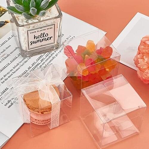 20pcs/set Clear Favor Boxes 10CM*10CM*10CM Plastic Gift Boxes Mini Transparent Candy Cube Container For Macaron Cupcake Cookies