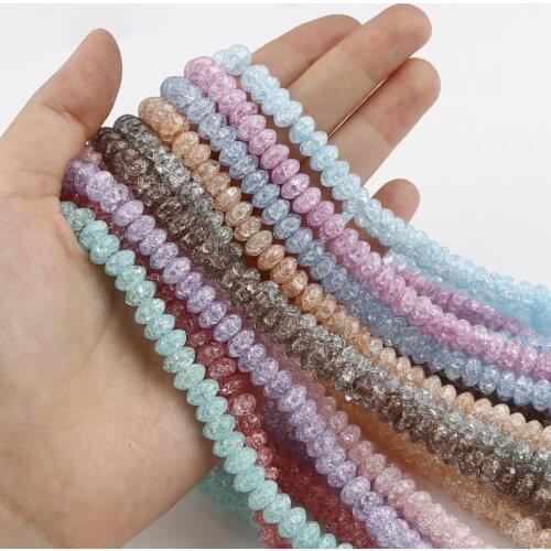 6 8mm Glass Beads Flat Round Multicolor Transparent Crack Loose Spacer Beads DIY Making Bracelets Necklace Women Jewelry,1Strand