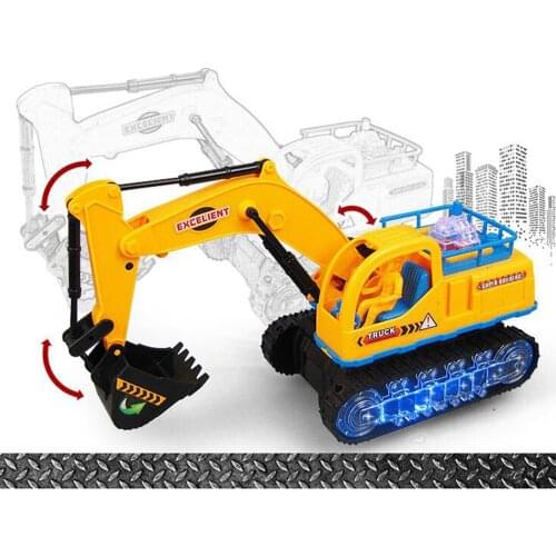 LED Electric Construction Vehicle Excavator Engineering Flash Car for Boys