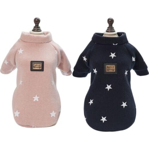 Pet Autumn And Pentagram Supplies Warm Winter Stars Pattern Cloth Hoodies Medium Puppy Cute Dogs Small Cloth Five Dogs
