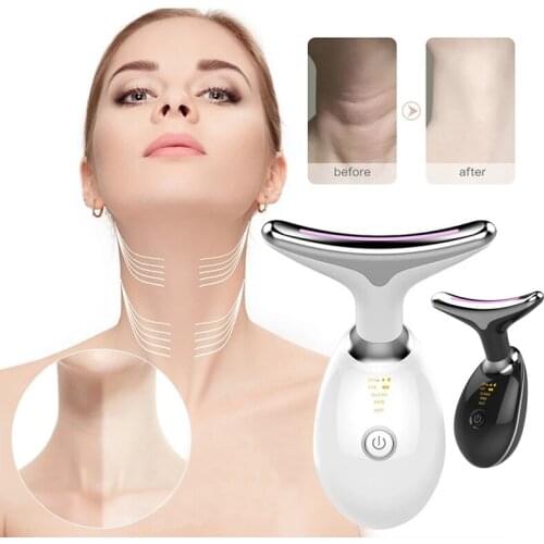 Neck Face Beauty Device 3 Colors LED Photon Therapy Skin Tighten Reduce Double Chin Anti Wrinkle Remove Skin Care Tools