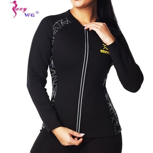 SEXYWG Zipper Wiast Trainer Sauna Shirt Women Neoprene Long Sleeve Workout Yoga Vest Tops Hot Sweat Body Shapers Suits Shapewear