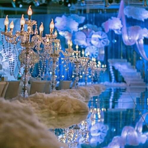 10 pcs/lot 31" Upscal Table Centerpiece Acrylic Crystal Wedding Candelabras Candle Holder Wedding Aisle Road Leads Props