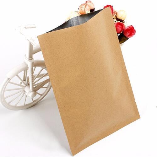 100 Pcs Kraft Paper Bags Pouches,Kraft Foil Flat Heat Sealed Bags,Kraft Aluminum Foil Bags For Tea Packaging Width 6cm to 20 cm