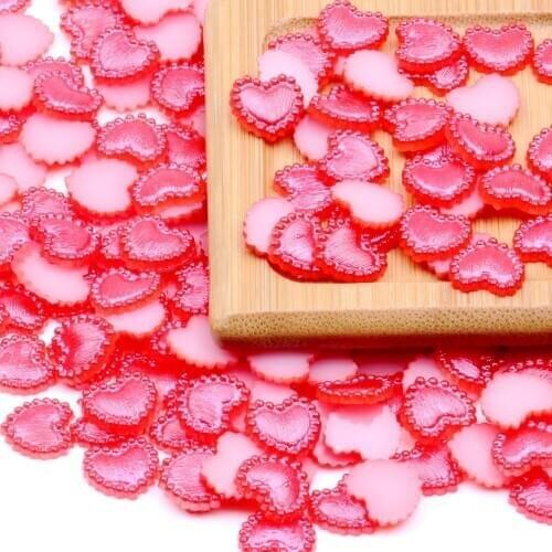 2000pcs 10mm Heart Shape Flatback Half Pearls Rhinestone For Nail Art Cellphone DIY Jewelry Crafts Decorations