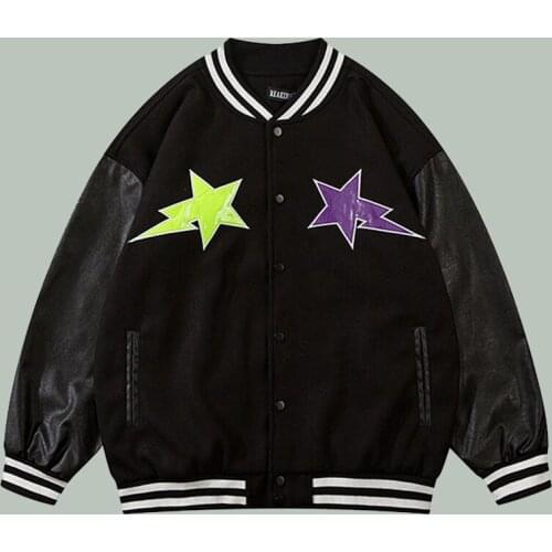 2021 Hip-hop Baseball Jacket Men PU Leather Harajuku Streetwear Reflective Pattern Oversize Jackets Campus Style Unisex Coats