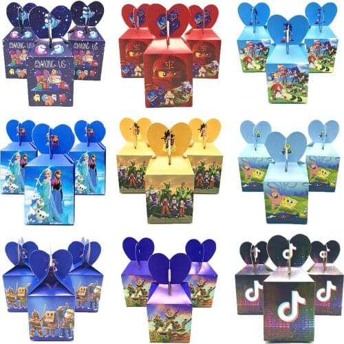 24/18/12PCS Minnie Mouse Candy Box Party Supplies Birthday Decorations Baby Shower Candy Box Disney Frozen Paper Gift Box