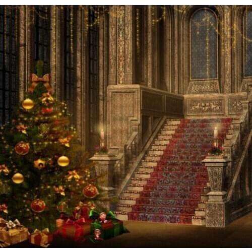 5x7ft Christmas Tree Vintage Room Stair Photography Backdrops Photo Props Studio Background