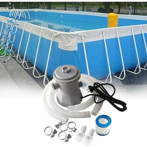 600 Gallons Electric Swimming Pool Cartridge Filter Pump Set Cleaning Tool -EU