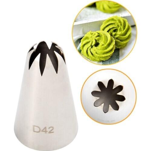 8-Tooth Stainless Steel Cream Icing Piping Nozzles Flower Mouth Pastry Tips Cupcake Cookies Cake Baking Decorating Tools #42D