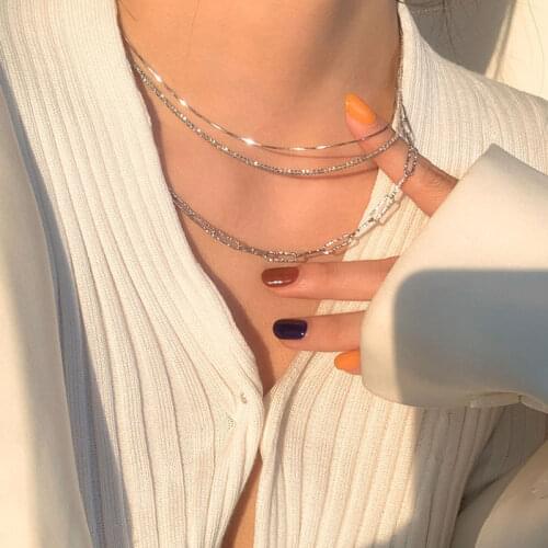 925 sterling silver jewelry bright galaxy necklace flashing gypsophila clavicle chain ins luxury snake bone chain women necklace