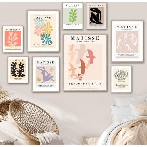 Abstract Girl Line Matisse Coral Tree Nordic Posters And Prints Canvas Painting Wall Art Pictures For Living Room Decor