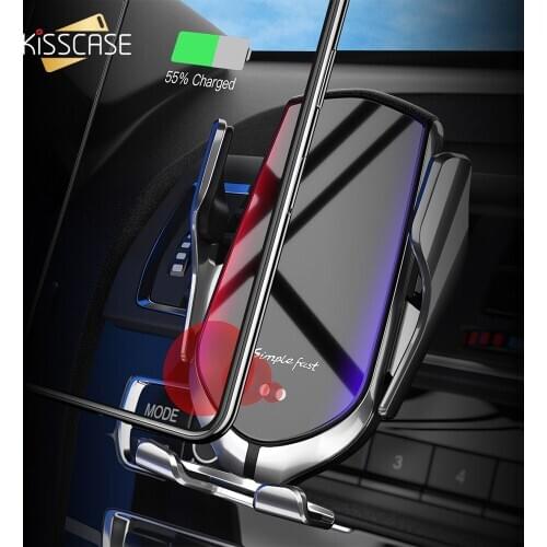 KISSCASE R2 Smart Car Wireless Charger Infrared Sensor Car Phone Holder For iPhone 12 Fast Charger Air Vent Mount Bracket Stand